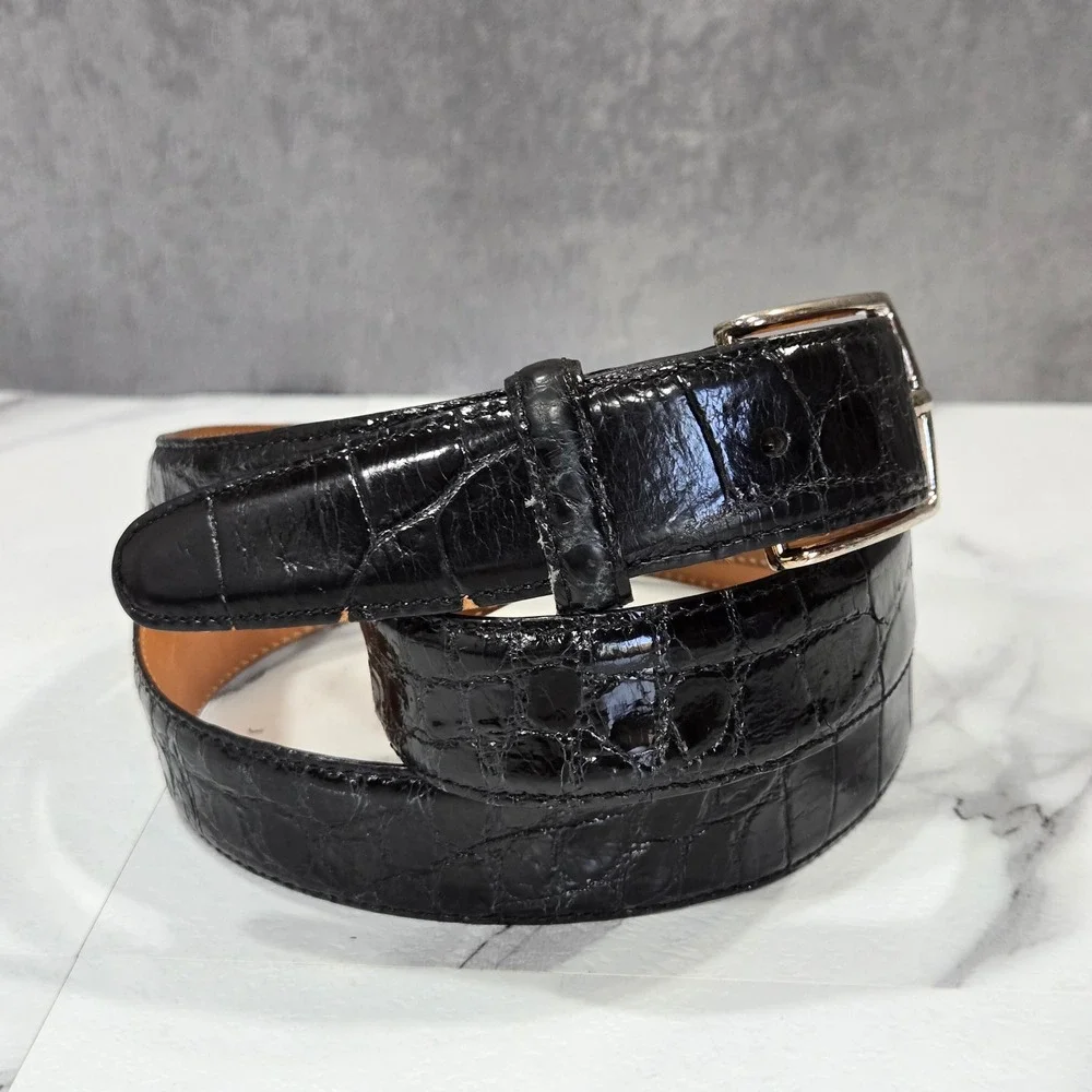 Martin Dingman Louisiana Alligator Belt Mens 44 Black USA Made Exotic Leather